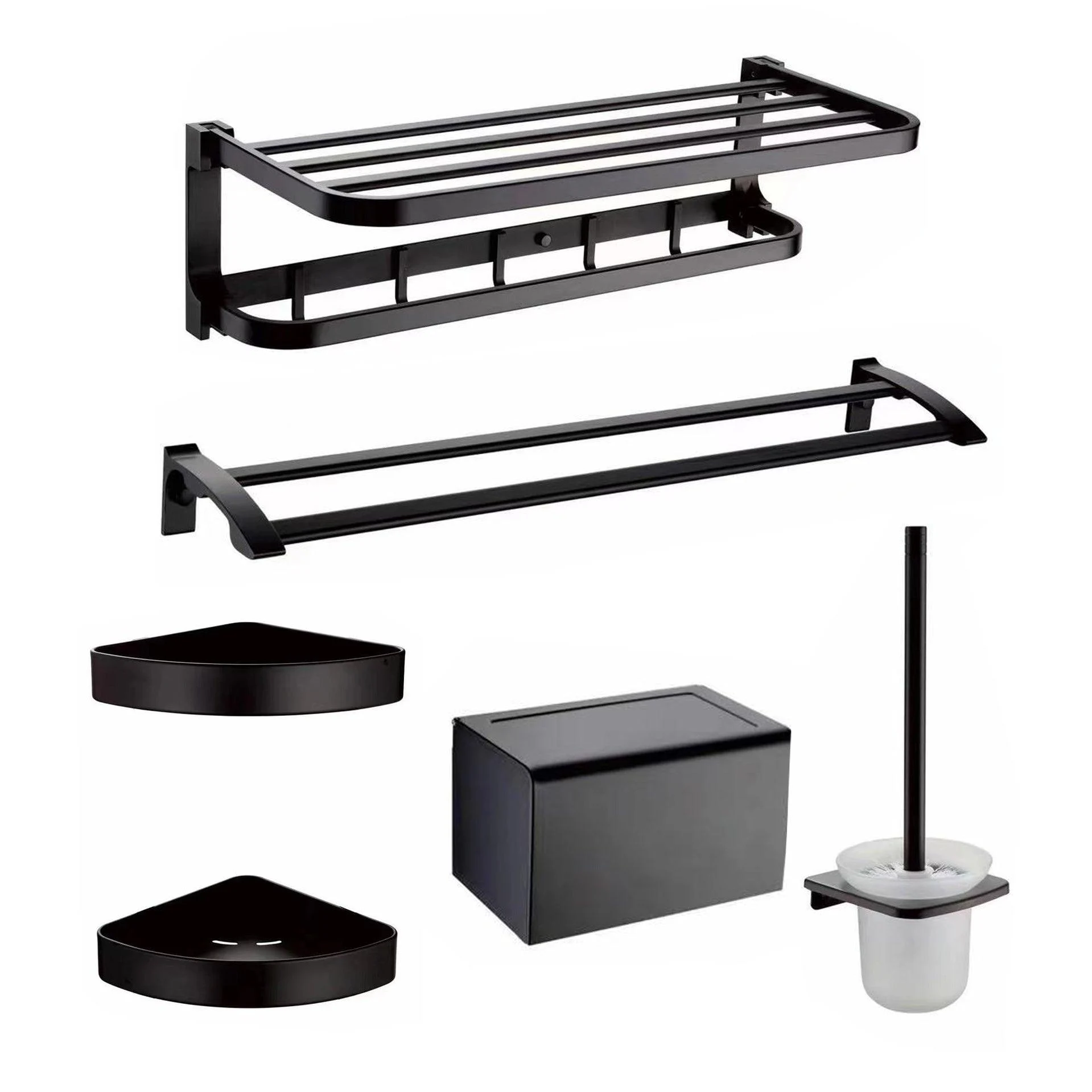 Contemporary Metal 6-Piece Bathroom Accessory Set with Bath Shelf -Bathlova