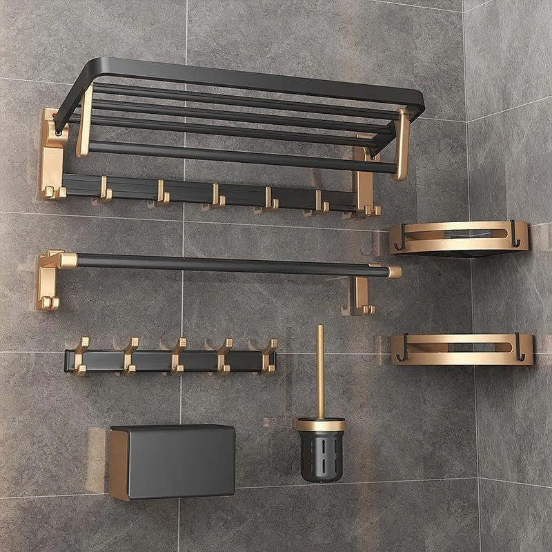 Contemporary Metal 6-Piece Bathroom Accessory Set with Bath Shelf -Bathlova