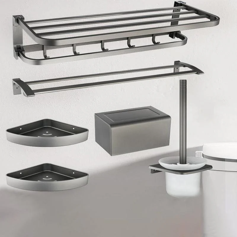 Contemporary Metal 6-Piece Bathroom Accessory Set with Bath Shelf -Bathlova