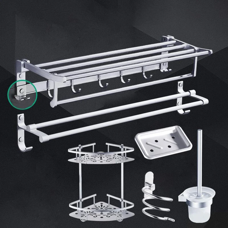 Contemporary Metal Bathroom Accessories Hardware Set with Bath Shelf -Bathlova