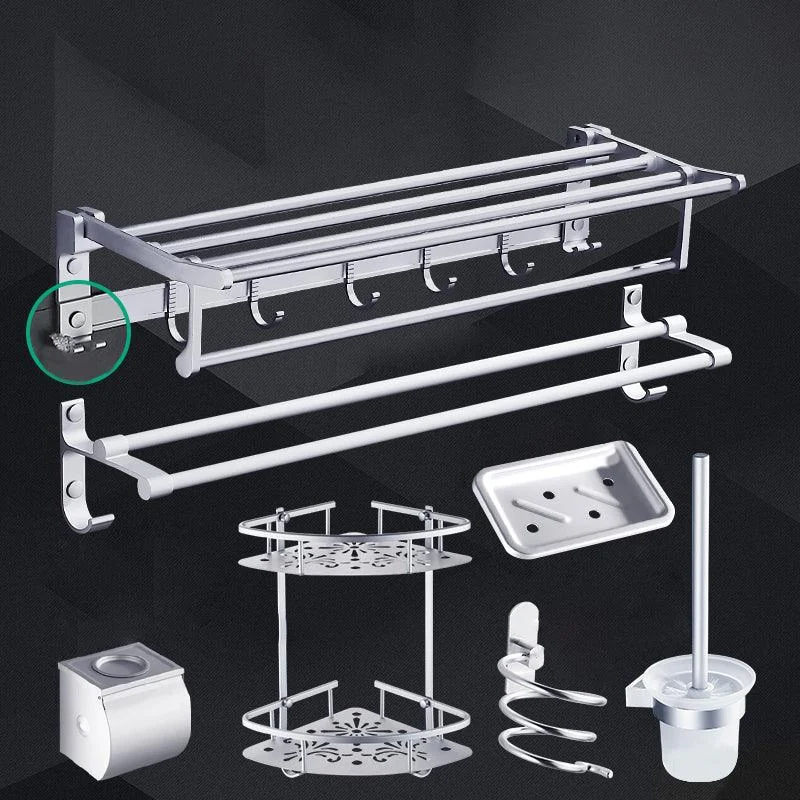 Contemporary Metal Bathroom Accessories Hardware Set with Bath Shelf -Bathlova