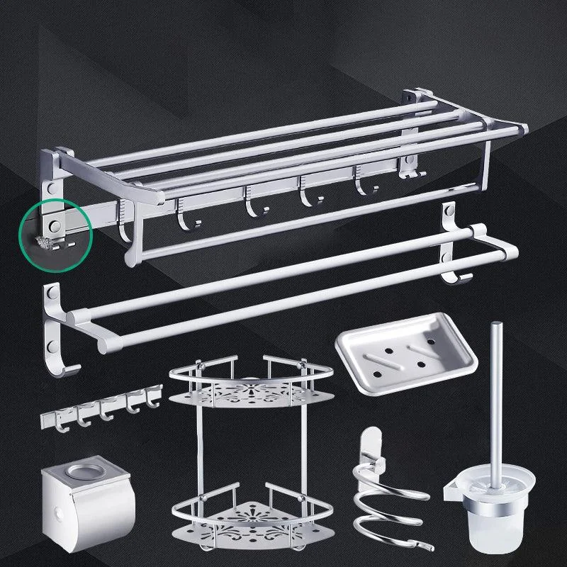 Contemporary Metal Bathroom Accessories Hardware Set with Bath Shelf -Bathlova