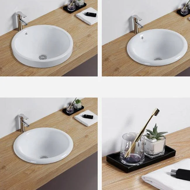 Contemporary Oval Wash Stand Ceramic Metal Undermount Bathroom Sink -Bathlova