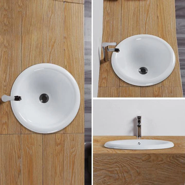 Contemporary Oval Wash Stand Ceramic Metal Undermount Bathroom Sink -Bathlova