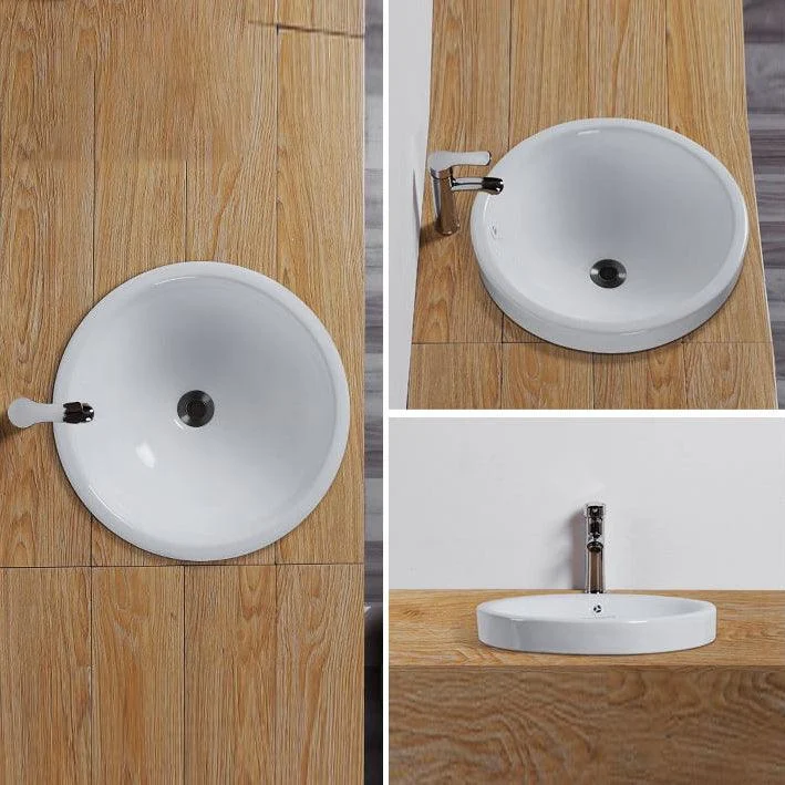 Contemporary Oval Wash Stand Ceramic Metal Undermount Bathroom Sink -Bathlova