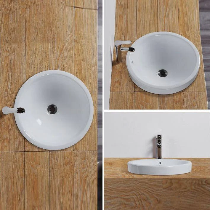 Contemporary Oval Wash Stand Ceramic Metal Undermount Bathroom Sink -Bathlova