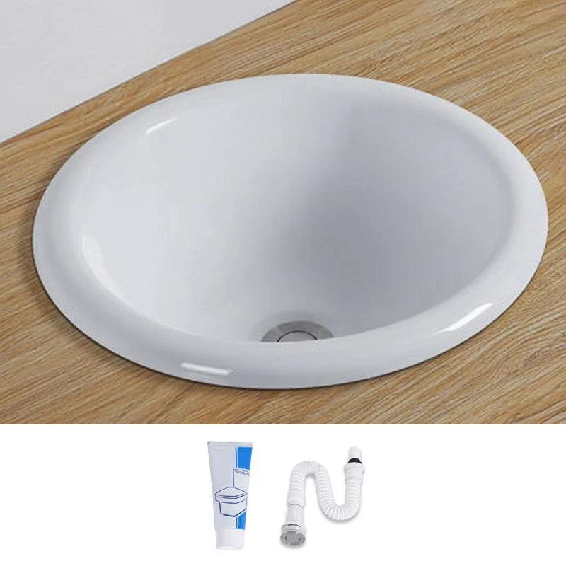 Contemporary Oval Wash Stand Ceramic Metal Undermount Bathroom Sink -Bathlova