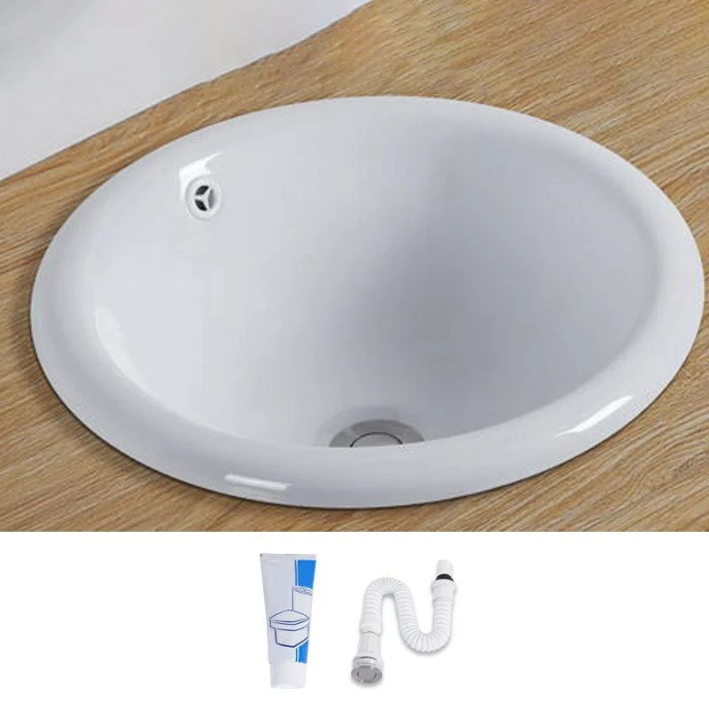 Contemporary Oval Wash Stand Ceramic Metal Undermount Bathroom Sink -Bathlova