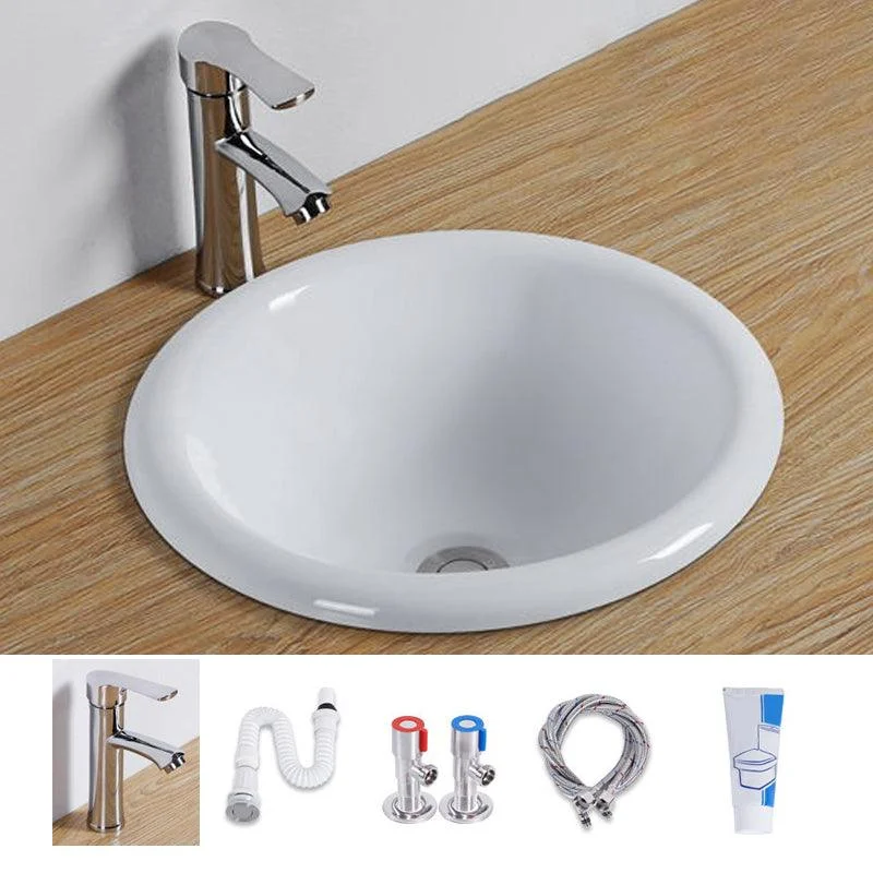 Contemporary Oval Wash Stand Ceramic Metal Undermount Bathroom Sink -Bathlova