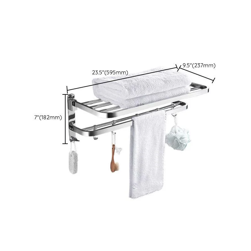 Contemporary Polished Chrome Bathroom Accessory Set with Towel Bar & Bath Shelf -Bathlova