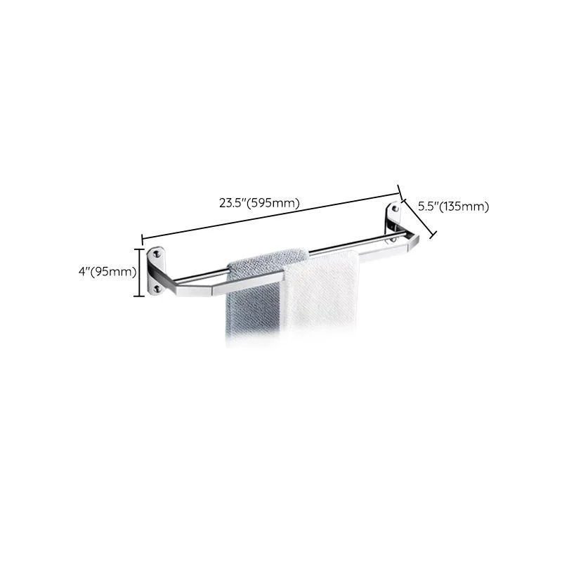 Contemporary Polished Chrome Bathroom Accessory Set with Towel Bar & Bath Shelf -Bathlova