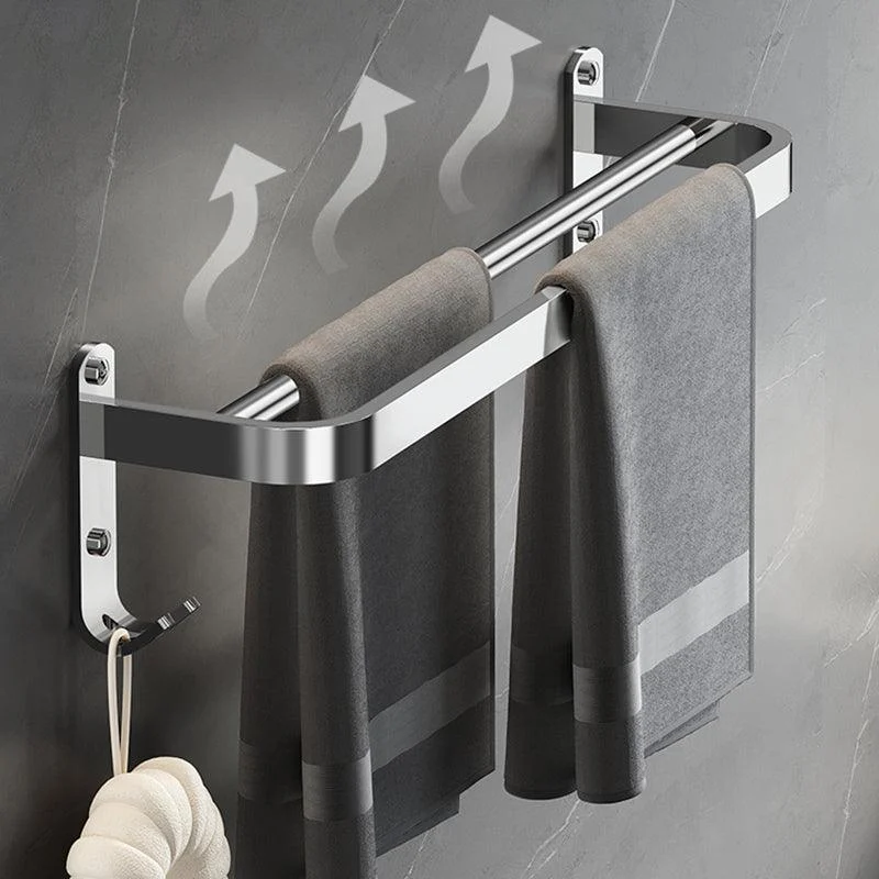 Contemporary Polished Chrome Bathroom Accessory Set with Towel Bar & Bath Shelf -Bathlova