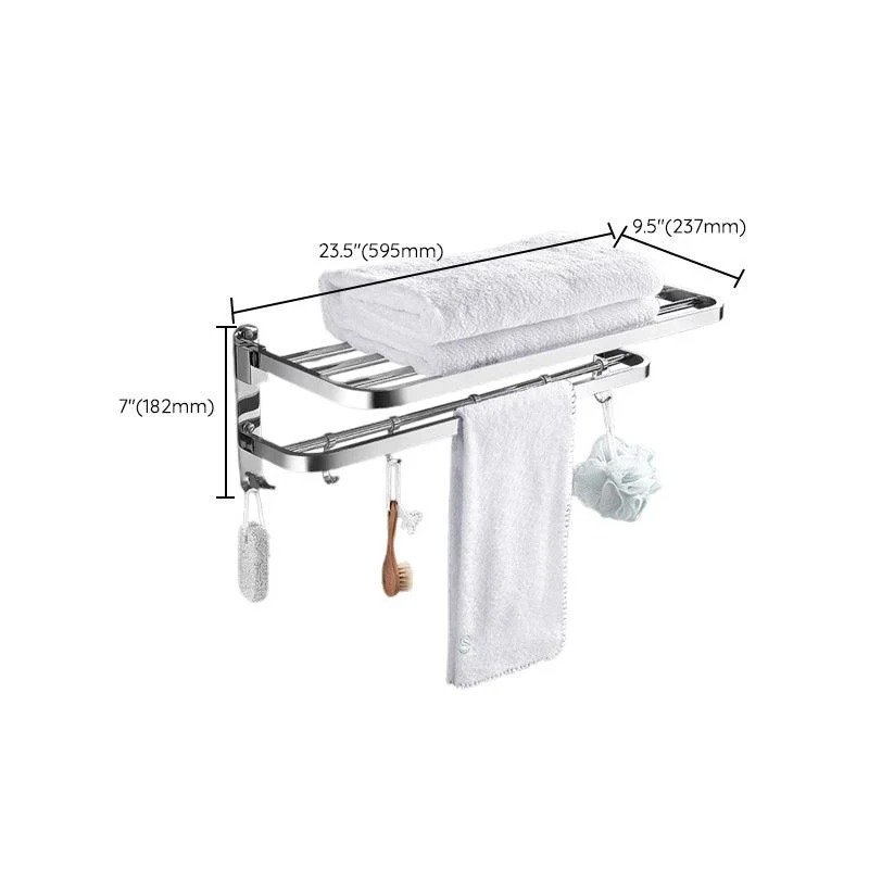 Contemporary Polished Chrome Bathroom Accessory Set with Towel Bar & Bath Shelf -Bathlova