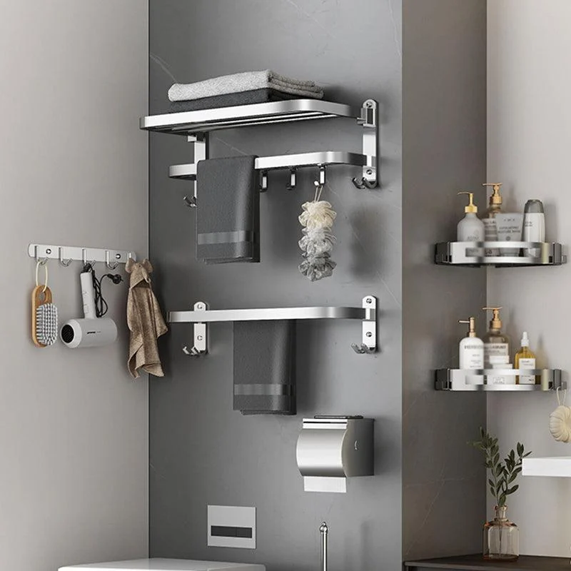 Contemporary Polished Chrome Bathroom Accessory Set with Towel Bar & Bath Shelf -Bathlova