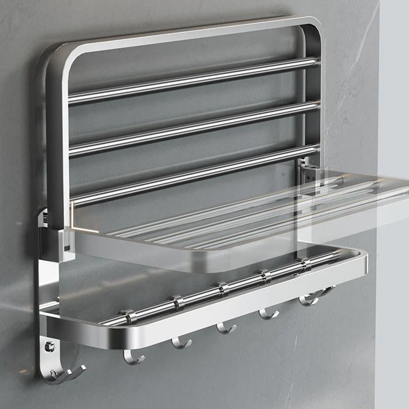 Contemporary Polished Chrome Bathroom Accessory Set with Towel Bar & Bath Shelf -Bathlova