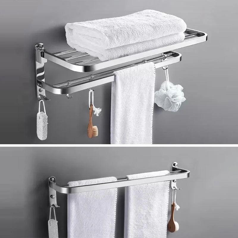 Contemporary Polished Chrome Bathroom Accessory Set with Towel Bar & Bath Shelf -Bathlova