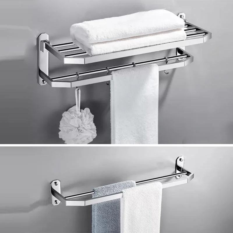 Contemporary Polished Chrome Bathroom Accessory Set with Towel Bar & Bath Shelf -Bathlova