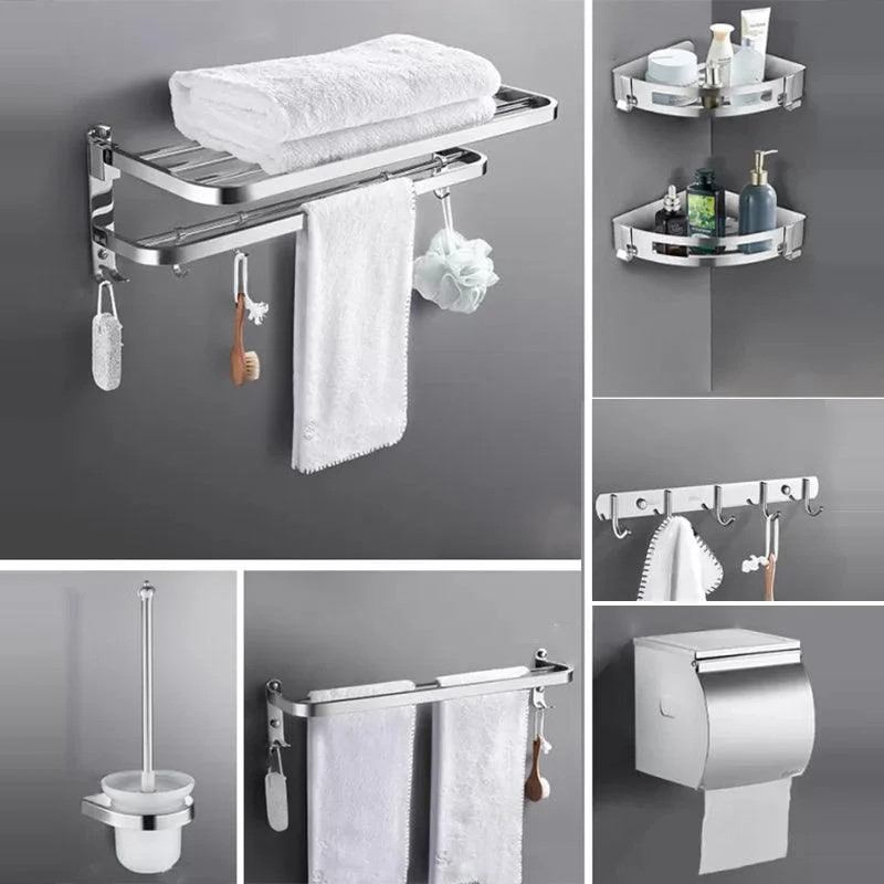 Contemporary Polished Chrome Bathroom Accessory Set with Towel Bar & Bath Shelf -Bathlova