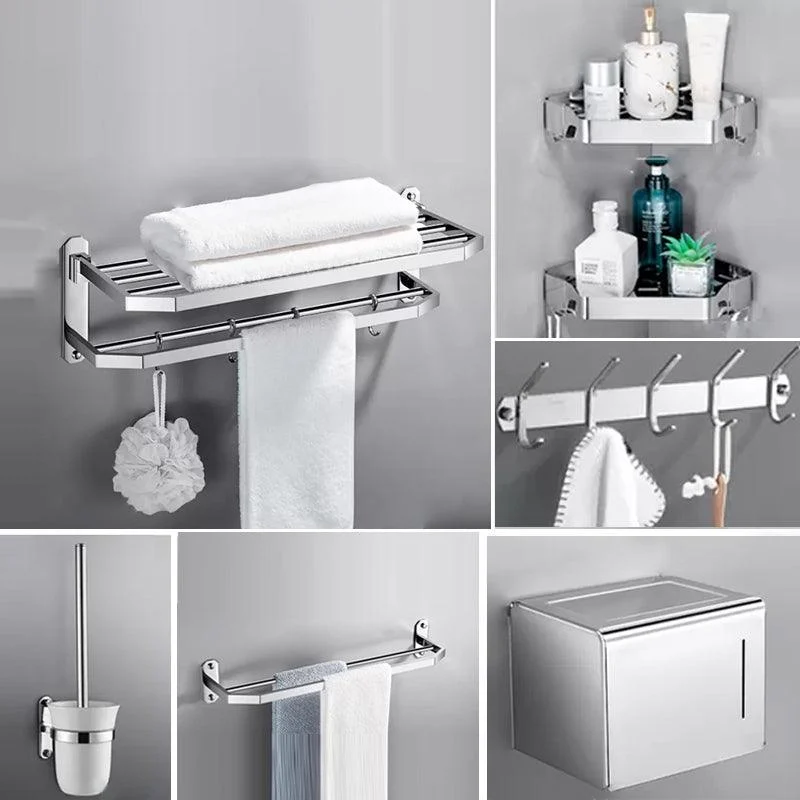 Contemporary Polished Chrome Bathroom Accessory Set with Towel Bar & Bath Shelf -Bathlova