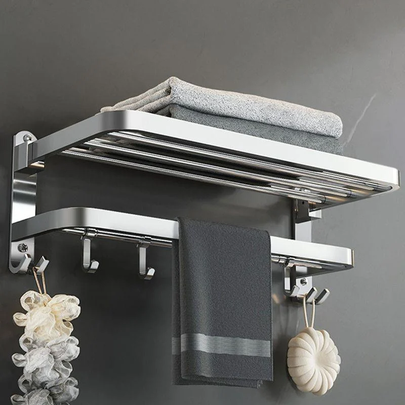 Contemporary Polished Chrome Bathroom Accessory Set with Towel Bar & Bath Shelf -Bathlova