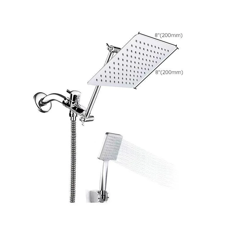 Contemporary Pull Down Dual Shower Head Square High Arch Shower Head Combo in Chrome -Bathlova