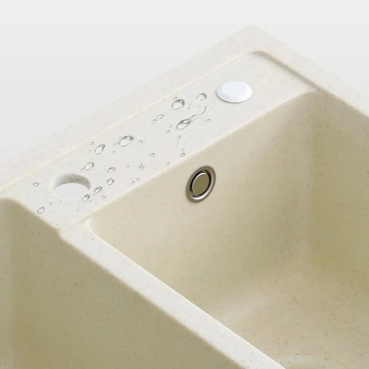 Contemporary Quartz Kitchen Sink Rectangle Shape Kitchen Sink with Double Sinks -Bathlova