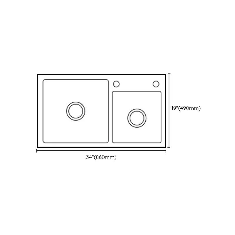 Contemporary Quartz Kitchen Sink Rectangle Shape Kitchen Sink with Double Sinks -Bathlova