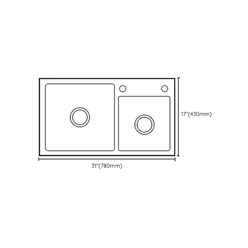 Contemporary Quartz Kitchen Sink Rectangle Shape Kitchen Sink with Double Sinks -Bathlova