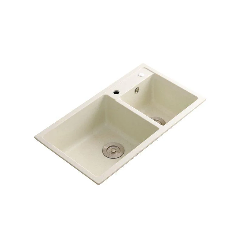 Contemporary Quartz Kitchen Sink Rectangle Shape Kitchen Sink with Double Sinks -Bathlova