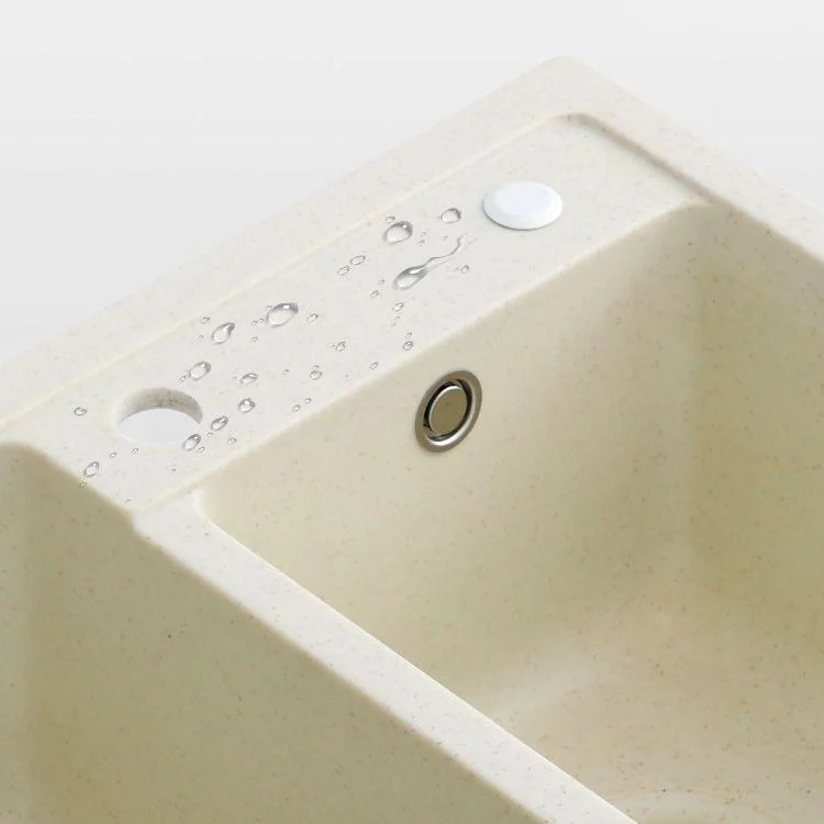 Contemporary Quartz Kitchen Sink Rectangle Shape Kitchen Sink with Double Sinks -Bathlova