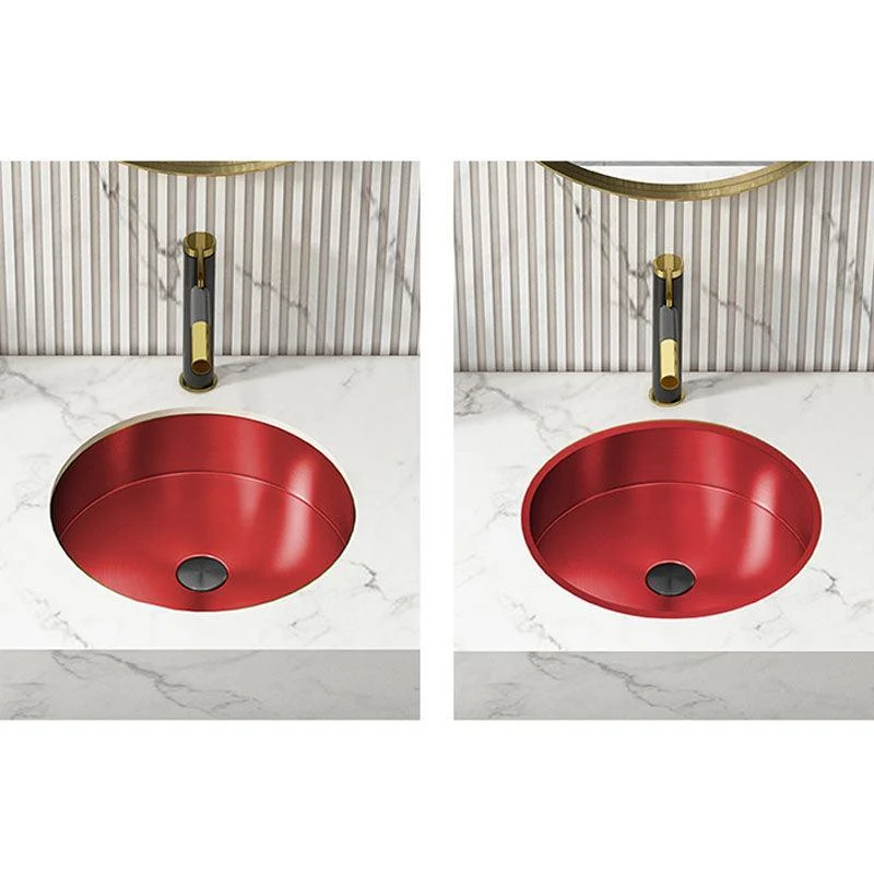 Contemporary Round Wash Stand Ceramic Metal Undermount Bathroom Sink -Bathlova