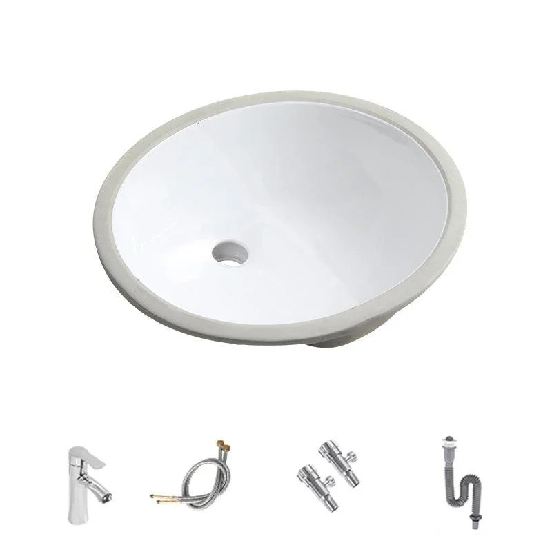 Contemporary Round Wash Stand Ceramic Undermount Bathroom Sink -Bathlova