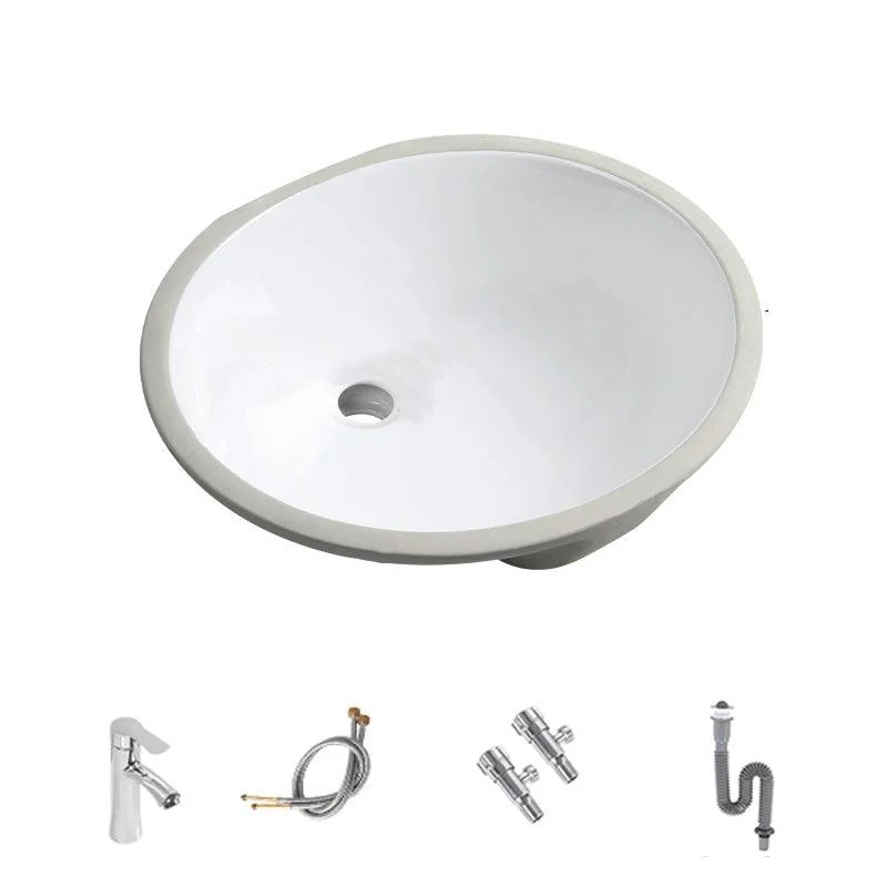 Contemporary Round Wash Stand Ceramic Undermount Bathroom Sink -Bathlova