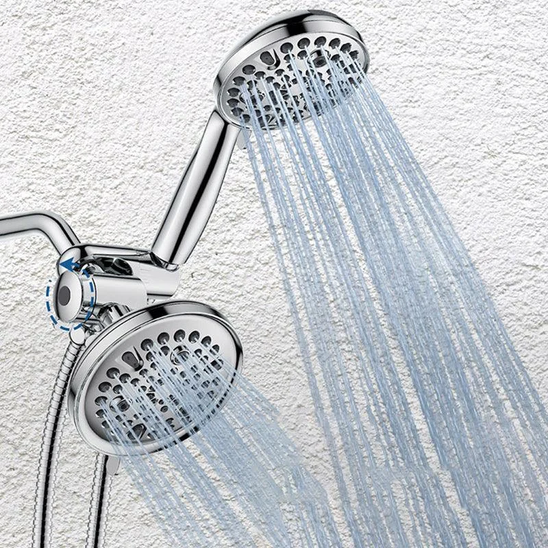 Contemporary Shower Combo Adjustable Shower Head Chrome Ceiling Mounted Round Shower Head -Bathlova