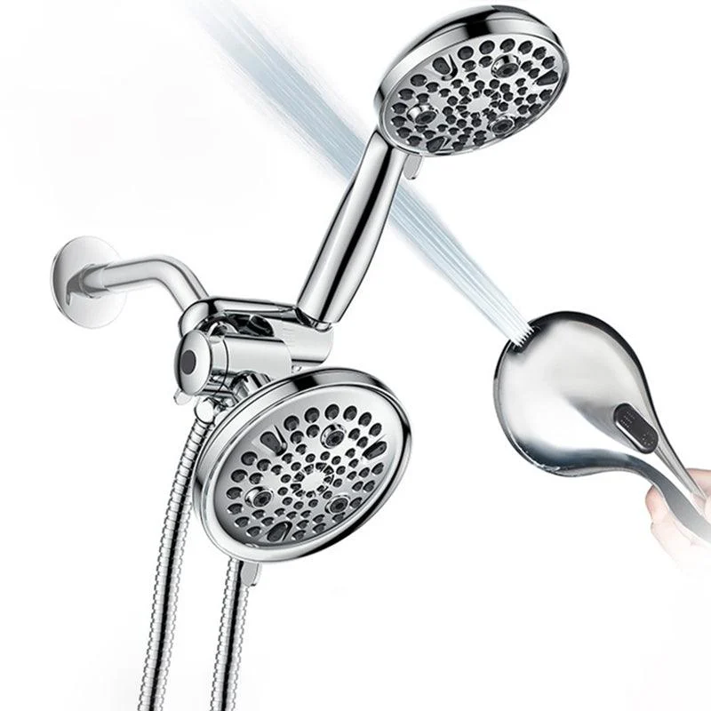 Contemporary Shower Combo Adjustable Shower Head Chrome Ceiling Mounted Round Shower Head -Bathlova