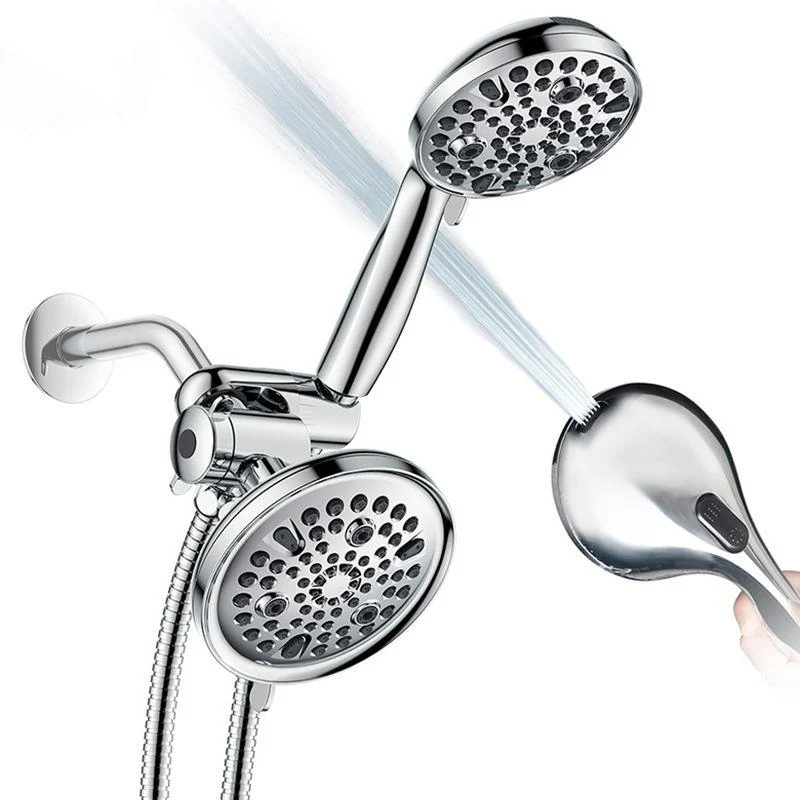 Contemporary Shower Combo Adjustable Shower Head Chrome Ceiling Mounted Round Shower Head -Bathlova