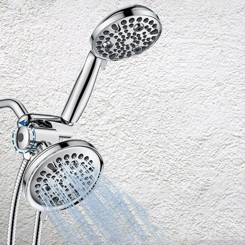 Contemporary Shower Combo Adjustable Shower Head Chrome Ceiling Mounted Round Shower Head -Bathlova