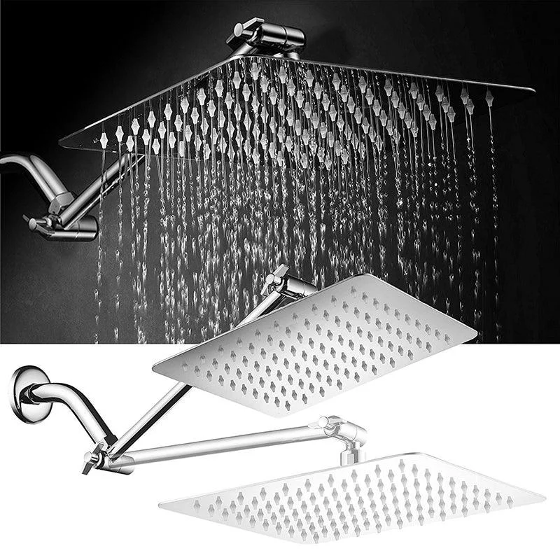 Contemporary Shower Combo Dual Shower Head Ceiling Mounted Metal Square Shower Head -Bathlova