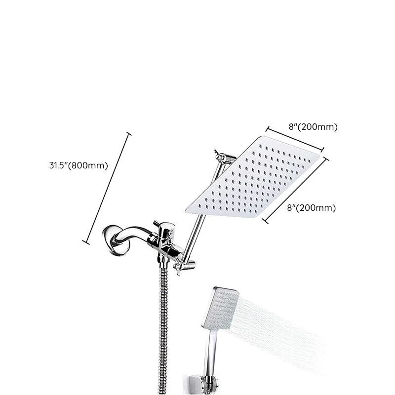 Contemporary Shower Combo Dual Shower Head Ceiling Mounted Metal Square Shower Head -Bathlova