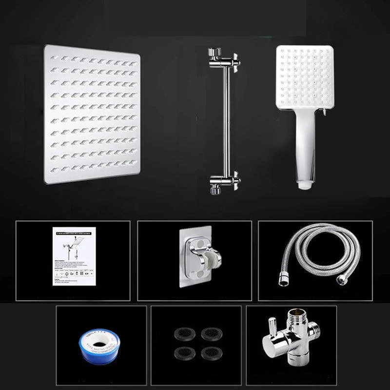 Contemporary Shower Combo Dual Shower Head Ceiling Mounted Metal Square Shower Head -Bathlova