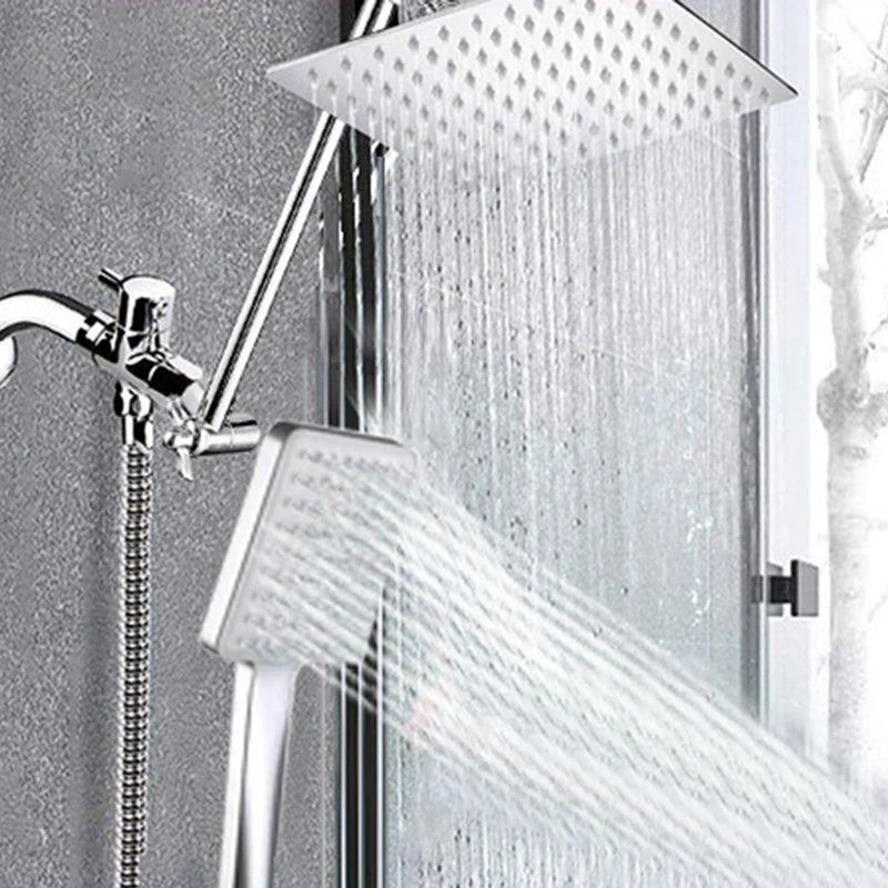 Contemporary Shower Combo Dual Shower Head Ceiling Mounted Metal Square Shower Head -Bathlova