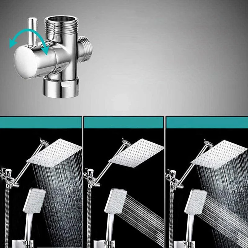 Contemporary Shower Combo Dual Shower Head Ceiling Mounted Metal Square Shower Head -Bathlova