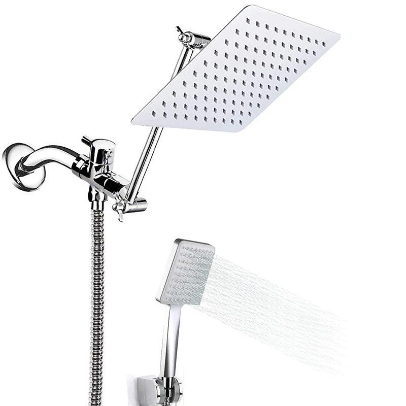 Contemporary Shower Combo Dual Shower Head Ceiling Mounted Metal Square Shower Head -Bathlova