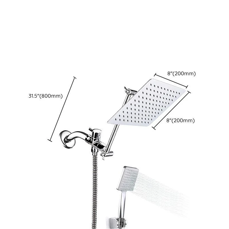 Contemporary Shower Combo Dual Shower Head Ceiling Mounted Square Shower Head -Bathlova