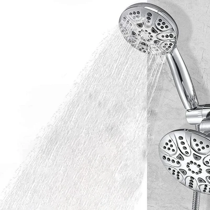 Contemporary Shower Combo Dual Shower Head Chrome Ceiling Mounted Round Shower Head -Bathlova