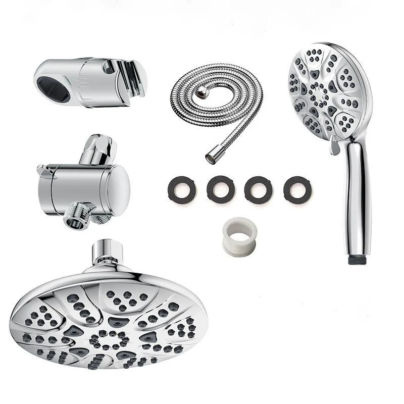 Contemporary Shower Combo Dual Shower Head Chrome Ceiling Mounted Round Shower Head -Bathlova