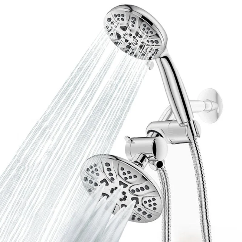 Contemporary Shower Combo Dual Shower Head Chrome Ceiling Mounted Round Shower Head -Bathlova