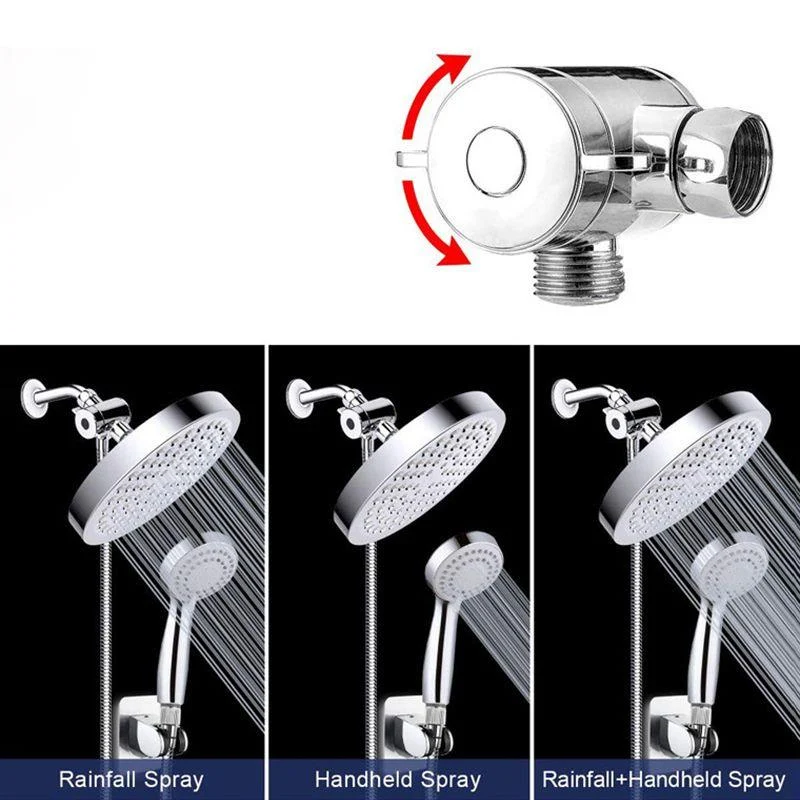 Contemporary Shower Combo Dual Shower Head Chrome Wall-Mount Round Shower Head -Bathlova