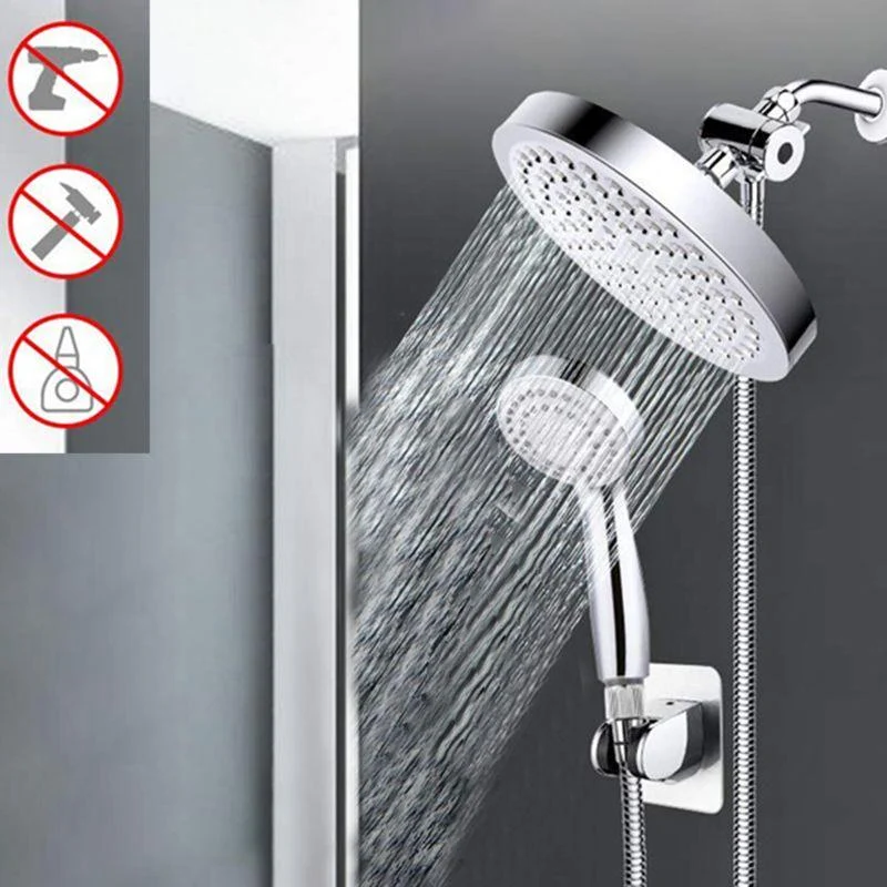 Contemporary Shower Combo Dual Shower Head Chrome Wall-Mount Round Shower Head -Bathlova