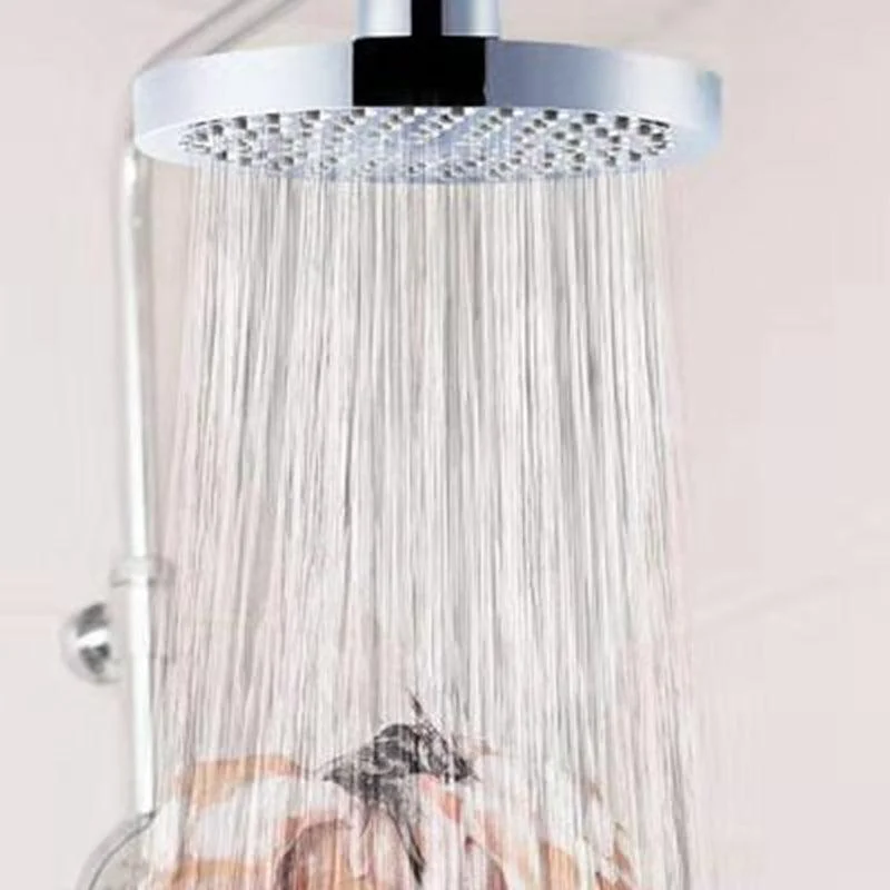 Contemporary Shower Combo Fixed Shower Head Stainless Steel Wall-Mount Round Shower Head -Bathlova